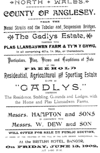 Document of sale of Gadlys Estate in 1902.