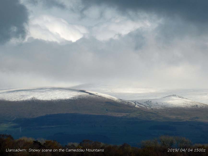 A snowy scene on the Carneddau Mountains afternoon 4th April.