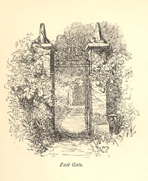 E.V.B. Drawing: East Gate (Huntercombe Manor in 1883).