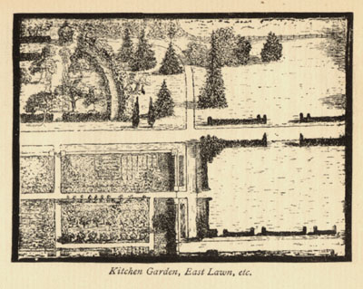 E.V.B. Drawing of the Kitchen Garden on page 9.