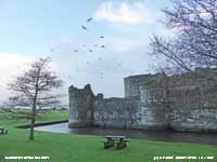 The castle and moat at Beaumaris.