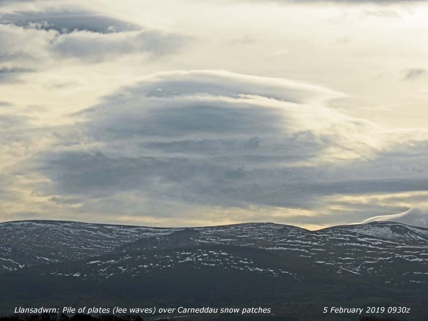 Pile of plates clouds formed over the Carneddau Mountains.