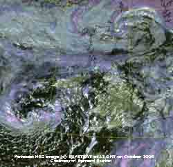 Meteosat MSG image (c) EUMESAT at 12 GMT on 21 Oct 2006, courtesy Bernard Burton.