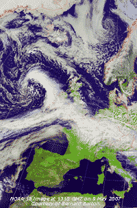NOAA 18 image at 1310 GMT on 9 May 2007, courtesy of Bernard Burton