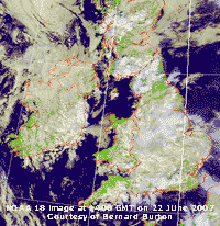 NOAA 18 image at 1400 GMT on 22 June 2007, courtesy of Bernard Burton. 